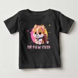 Camiseta Para Bebê Cute Chibi Kawaii Corgi Nome Ano escolar no verso