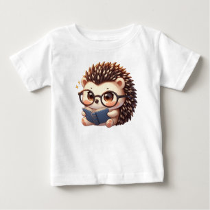 Camiseta Para Bebê Cute Chibi Lendo Hedgehog