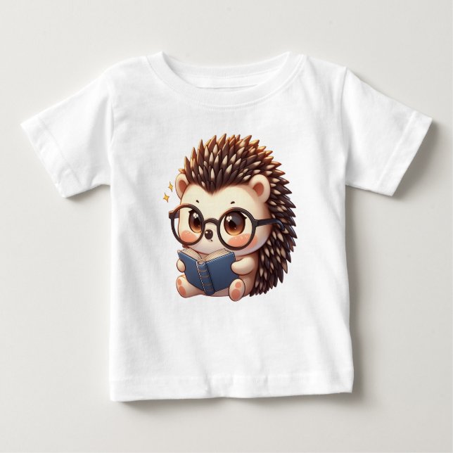 Camiseta Para Bebê Cute Chibi Lendo Hedgehog (Frente)