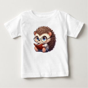 Camiseta Para Bebê Cute Chibi Lendo Hedgehog