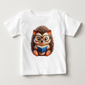 Camiseta Para Bebê Cute Chibi Lendo Hedgehog