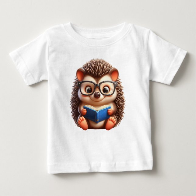 Camiseta Para Bebê Cute Chibi Lendo Hedgehog (Frente)