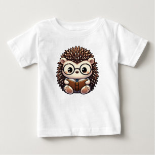 Camiseta Para Bebê Cute Chibi Lendo Hedgehog