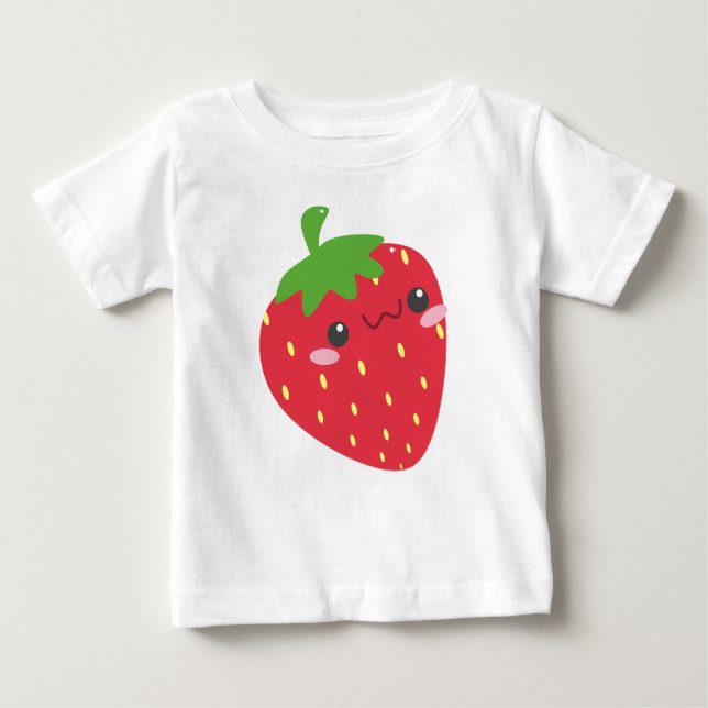 Camiseta Para Bebê Cute Chibi Strawberry (Frente)