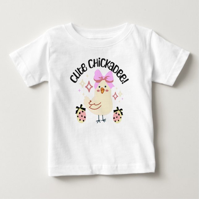 Camiseta Para Bebê Cute chickadee (Frente)