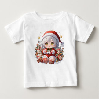 Camiseta Para Bebê Cute Christmas Baby Santa Chibi