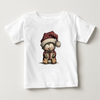 Camiseta Para Bebê Cute Christmas Penguin Art