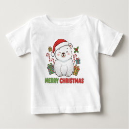 Camiseta Para Bebê Cute Christmas Polar Bear Illustration