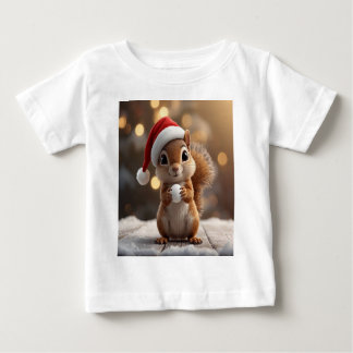 Camiseta Para Bebê Cute Christmas Squirrel Baby Jersey Tee