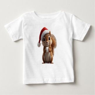 Camiseta Para Bebê Cute Christmas Squirrel Baby T-Shirt