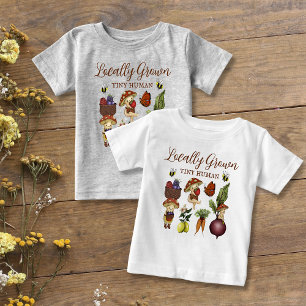 Camiseta Para Bebê Cute Cogumelo Pequeno e Legume Cultivados Localmen