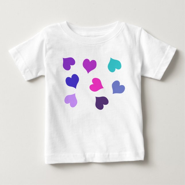 Camiseta Para Bebê Cute colurful hearts (Frente)