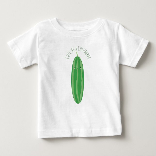Camiseta Para Bebê Cute como pepino Engraçado Kawaii Cutecumber Unise (Frente)