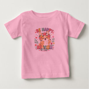 Camiseta Para Bebê Cute Corgi Coroa Floral Seja Feliz Seja Você Seja