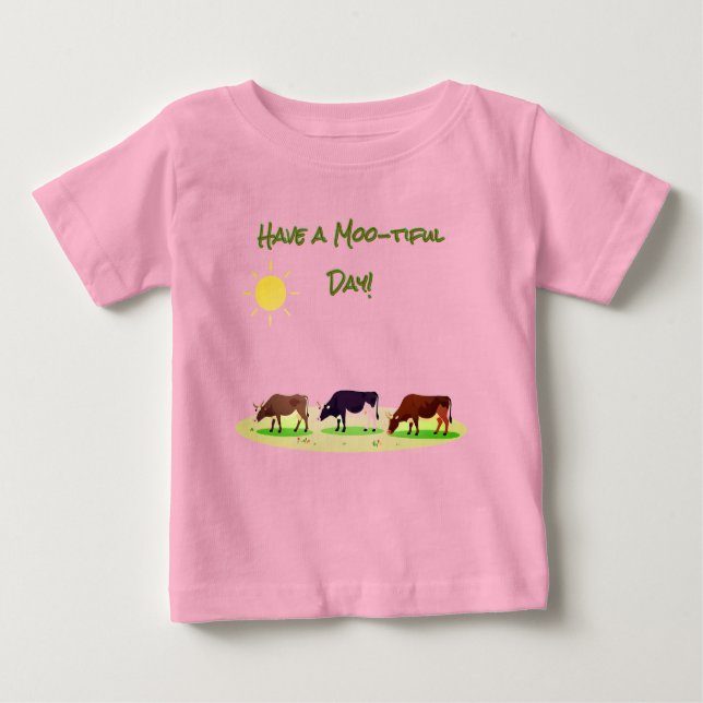 Camiseta Para Bebê Cute Cow Farm Baby T-Shirt (Frente)