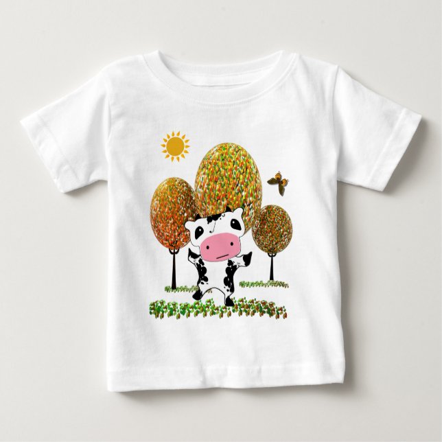 Camiseta Para Bebê Cute Dancing Kawaii Cow em um Jelly... - Personali (Frente)