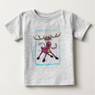 Camiseta Para Bebê Cute Deer sobre gelo Engraçado Cartografia de Nata
