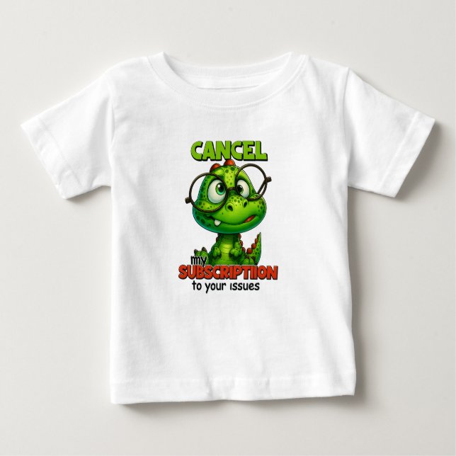 Camiseta Para Bebê Cute Dino with Glasses Humor Tee – Cancel My Subsc (Frente)