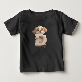 Camiseta Para Bebê Cute Dog Letter D Kids T-Shirt | Animal Alphabet S