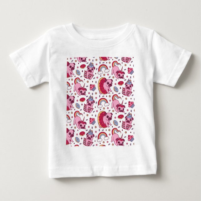 Camiseta Para Bebê Cute dog pattern for dog lovers (Frente)