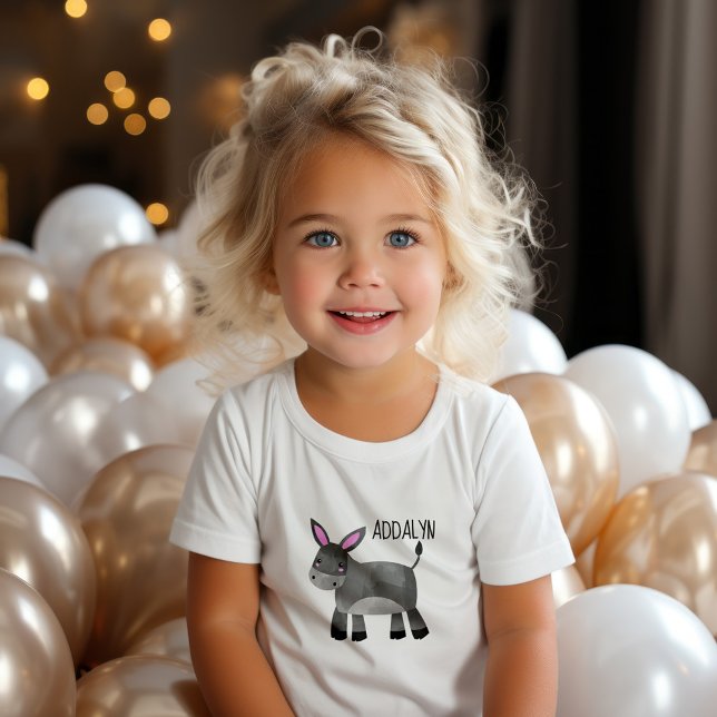 Camiseta Para Bebê Cute Donkey Criança Toddler (Cute donkey infant/toddler t-shirt personalized with your child's name)