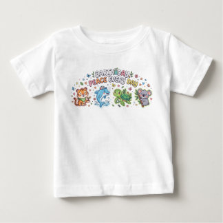 Camiseta Para Bebê Cute Earth Day Animals - Peace Every Day Kids Baby