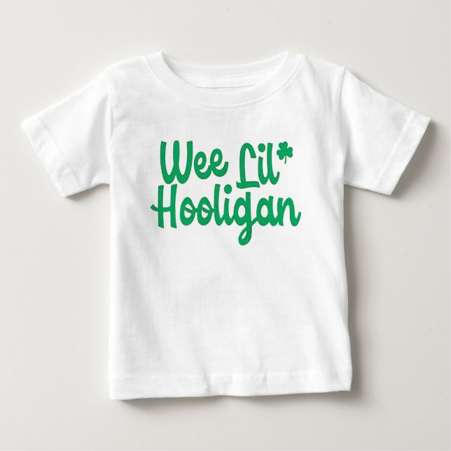 Camiseta Para Bebê Cute Engraçado Wee Lil Hooligan Dia de São Patríci (Frente)