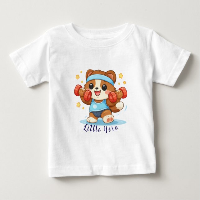 Camiseta Para Bebê Cute Fitness Bear (Frente)