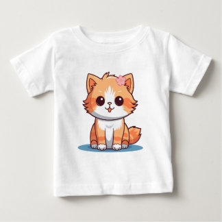 Camiseta Para Bebê Cute Floral Cat Baby T-Shirt (12–24M)