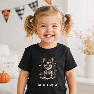 Camiseta Para Bebê Cute French Bulldog Halloween Esqueleto Boo Crew