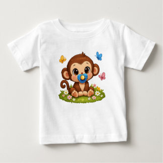 Camiseta Para Bebê Cute funny cartoon little monkey