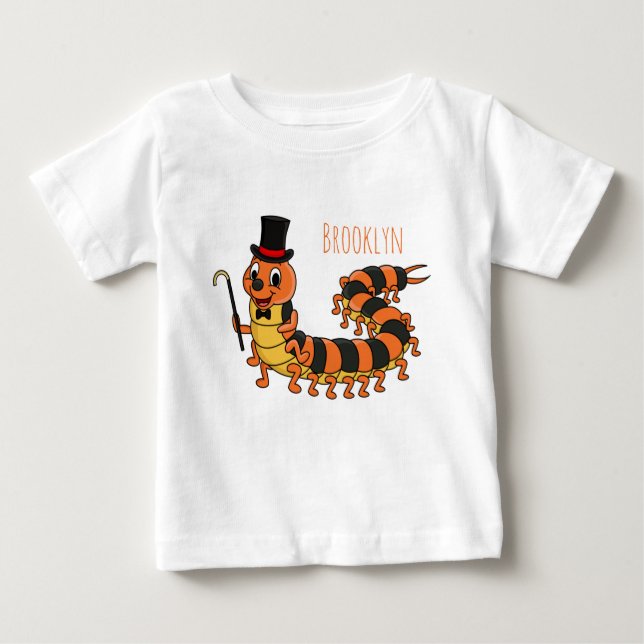 Camiseta Para Bebê Cute funny centipede cartoon illustration (Frente)