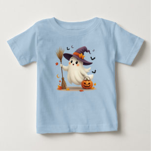 Camiseta Para Bebê Cute Ghost Witch Halloween Toddler T-Shirt