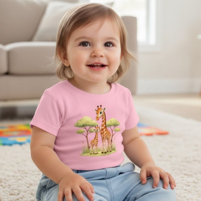 Camiseta Para Bebê Cute Giraffe Mother Baby Safari Kids (Criador carregado)