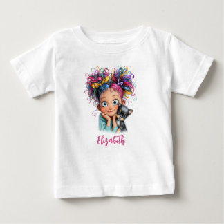 Camiseta Para Bebê Cute Girl with Puppy