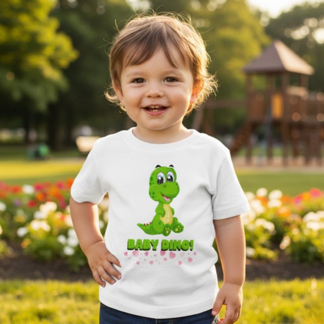 Camiseta Para Bebê Cute Green Baby Dino Hearts Toddler T-Shirt (Criador carregado)