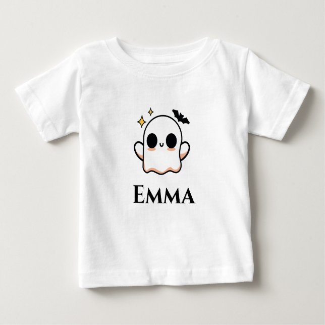 Camiseta Para Bebê Cute Halloween Ghost customizable  (Frente)