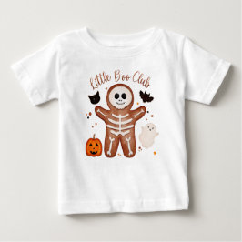 Camiseta Para Bebê Cute Halloween Gingerbread Esqueleto Little Boo 