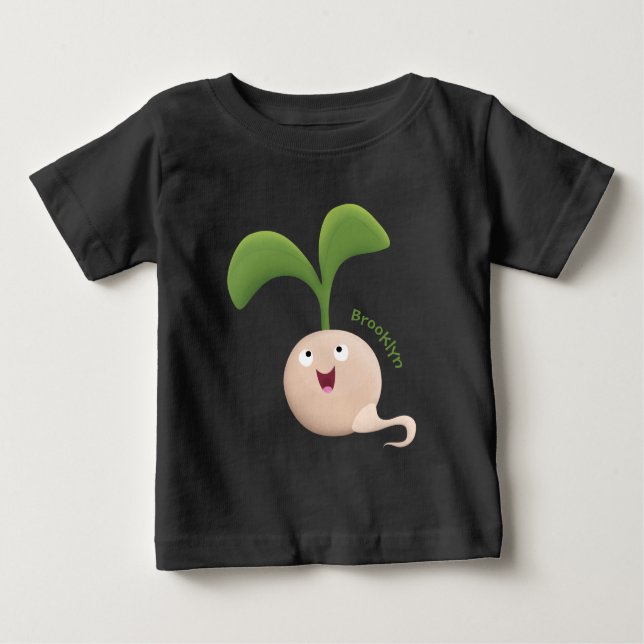 Camiseta Para Bebê Cute happy seed sprout cartoon illustration (Frente)