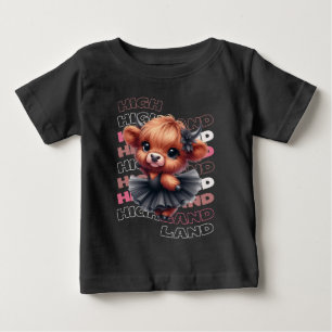 Camiseta Para Bebê Cute Highland Cow Ballerina - Kawaii Animal Tri-Bl