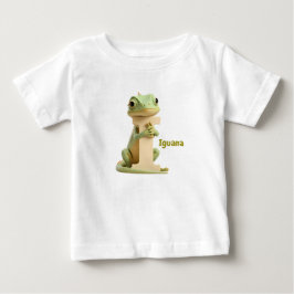 Camiseta Para Bebê Cute Iguana Letter I Kids T-Shirt | Animal Alphabe
