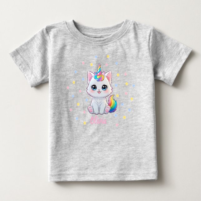 Camiseta Para Bebê Cute Kawaii Caticorn Baby T-shirt (Frente)