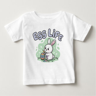 Camiseta Para Bebê Cute Kawaii Egg Life Bunny Illustration