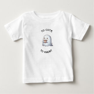 Camiseta Para Bebê Cute Kawaii Fantasma Segurando Café Aquarela 