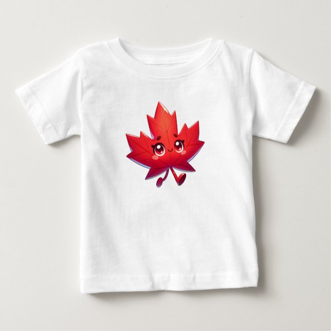 Camiseta Para Bebê Cute Kawaii Maple Leaf | Canadá (Frente)