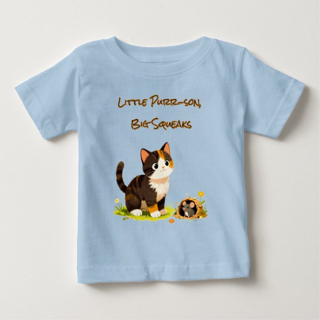 Camiseta Para Bebê Cute Kitten Mouse T-Shirt (Frente)