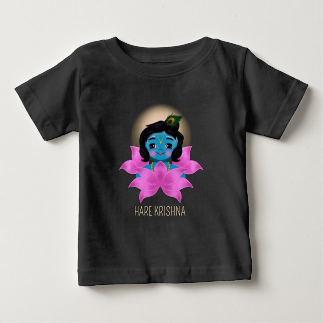 Camiseta Para Bebê Cute Krishna Radha índia - Arte Krishna (Frente)