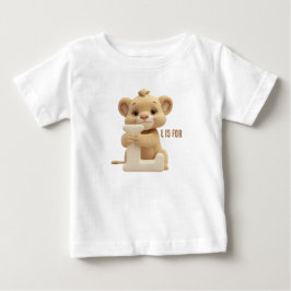 Camiseta Para Bebê Cute Lion Letter L Kids T-Shirt | Animal Alphabet