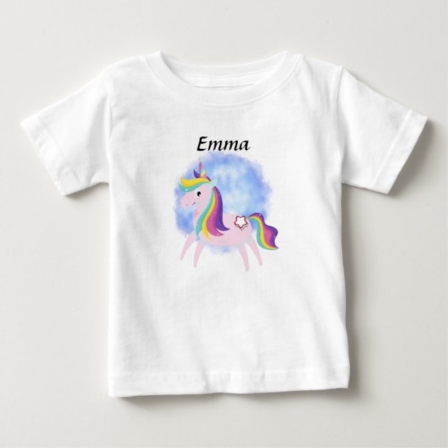 Camiseta Para Bebê Cute little unicorn  (Frente)