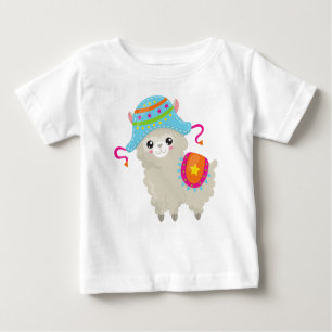 Camiseta Para Bebê Cute Llama, Little Llama, Alpaca, Llama Com Chapéu